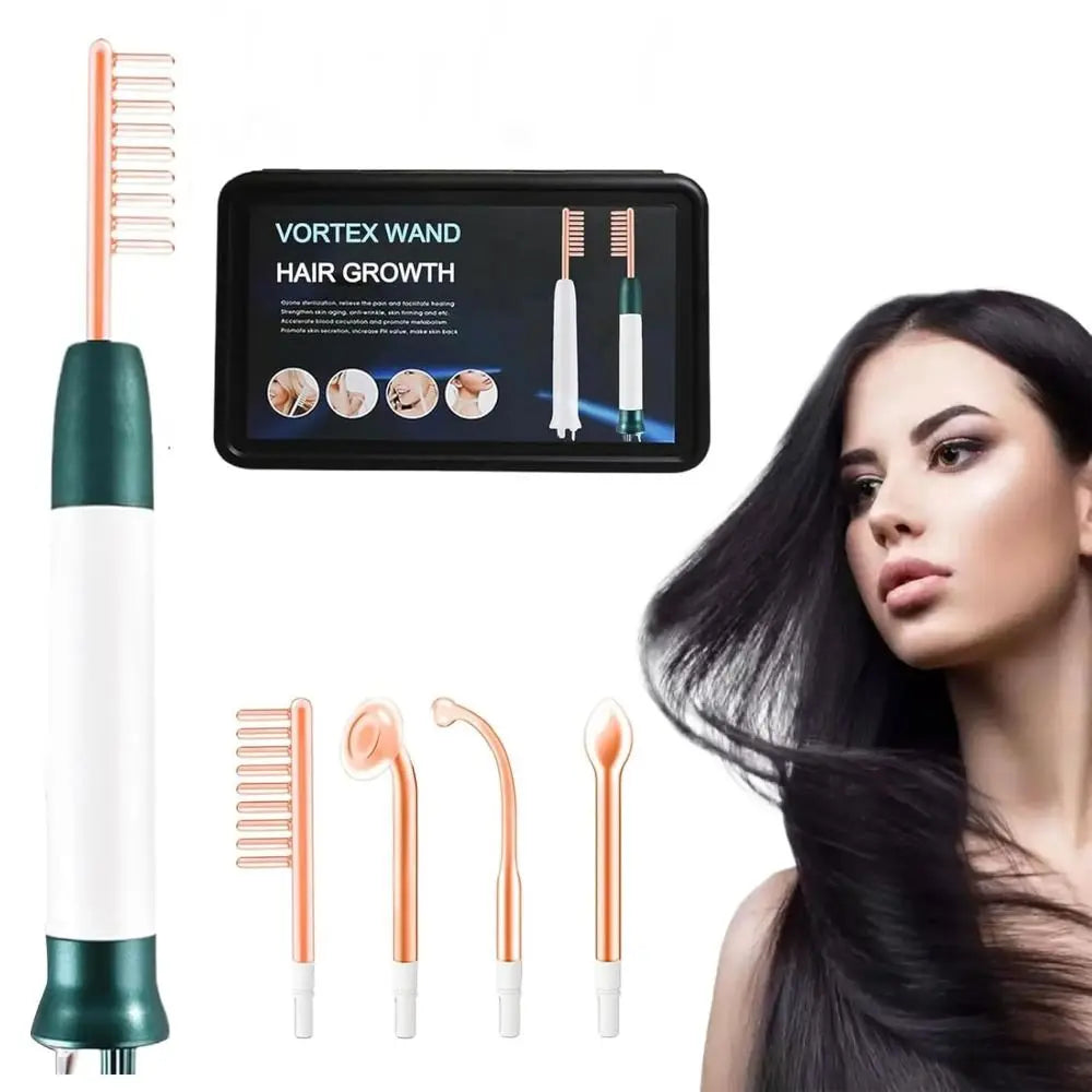 Vortex Comb Bundle for Hair Nourishment with High Frequency Settings - Hair Growth Wand and Facial Care Device