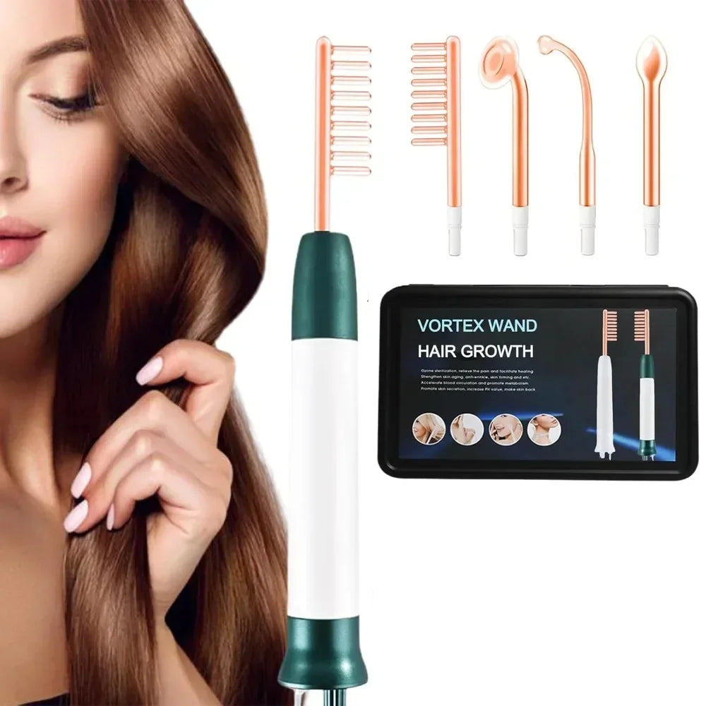 Vortex Comb Bundle for Hair Nourishment with High Frequency Settings - Hair Growth Wand and Facial Care Device