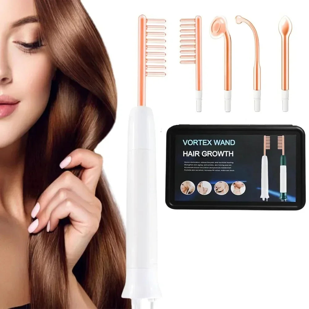 Vortex Comb Bundle for Hair Nourishment with High Frequency Settings - Hair Growth Wand and Facial Care Device
